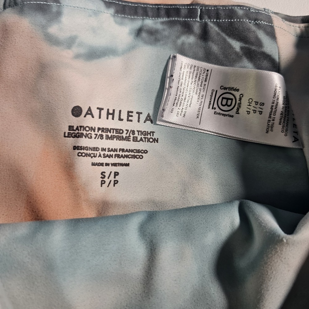 Athleta Elation Printed 7/8 Leggings Womens Small Blue Pink Yoga Pants - Picture 3 of 12